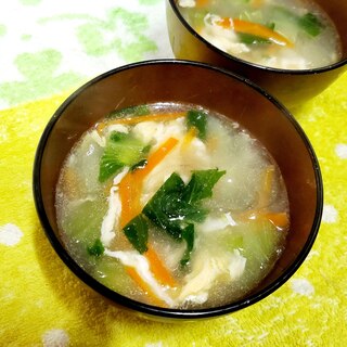 チンゲン菜と春雨の中華スープ